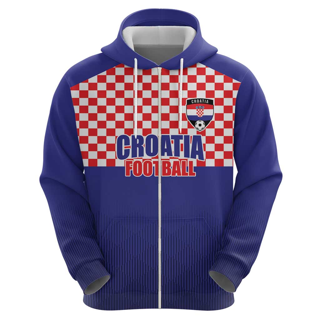 Custom Croatia Football Zip Hoodie Sporty Style