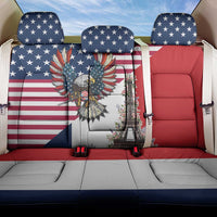 French American Heritage Month Back Car Seat Cover Flag Style with USA Eagle and Eiffel Tower