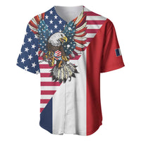 French American Heritage Month Baseball Jersey Flag Style with USA Eagle and Eiffel Tower