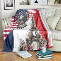 French American Heritage Month Blanket Flag Style with USA Eagle and Eiffel Tower