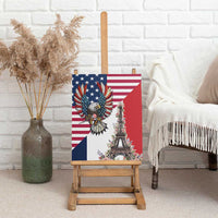 French American Heritage Month Canvas Wall Art Flag Style with USA Eagle and Eiffel Tower