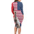 French American Heritage Month Family Matching Long Sleeve Bodycon Dress and Hawaiian Shirt Flag Style with USA Eagle and Eiffel Tower
