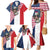 French American Heritage Month Family Matching Mermaid Dress and Hawaiian Shirt Flag Style with USA Eagle and Eiffel Tower