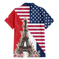 French American Heritage Month Family Matching Mermaid Dress and Hawaiian Shirt Flag Style with USA Eagle and Eiffel Tower