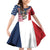 French American Heritage Month Family Matching Off Shoulder Short Dress and Hawaiian Shirt Flag Style with USA Eagle and Eiffel Tower