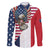 French American Heritage Month Family Matching Puletasi and Hawaiian Shirt Flag Style with USA Eagle and Eiffel Tower