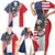 French American Heritage Month Family Matching Short Sleeve Bodycon Dress and Hawaiian Shirt Flag Style with USA Eagle and Eiffel Tower