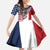 French American Heritage Month Family Matching Summer Maxi Dress and Hawaiian Shirt Flag Style with USA Eagle and Eiffel Tower
