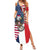 French American Heritage Month Family Matching Summer Maxi Dress and Hawaiian Shirt Flag Style with USA Eagle and Eiffel Tower