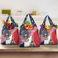 French American Heritage Month Grocery Bag Flag Style with USA Eagle and Eiffel Tower
