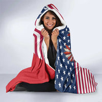 French American Heritage Month Hooded Blanket Flag Style with USA Eagle and Eiffel Tower