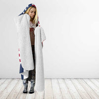 French American Heritage Month Hooded Blanket Flag Style with USA Eagle and Eiffel Tower