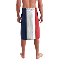 French American Heritage Month Lavalava Flag Style with USA Eagle and Eiffel Tower