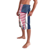 French American Heritage Month Lavalava Flag Style with USA Eagle and Eiffel Tower