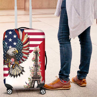 French American Heritage Month Luggage Cover Flag Style with USA Eagle and Eiffel Tower