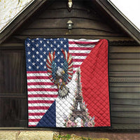 French American Heritage Month Quilt Flag Style with USA Eagle and Eiffel Tower