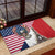 French American Heritage Month Rubber Doormat Flag Style with USA Eagle and Eiffel Tower