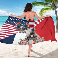 French American Heritage Month Sarong Flag Style with USA Eagle and Eiffel Tower