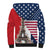 French American Heritage Month Sherpa Hoodie Flag Style with USA Eagle and Eiffel Tower