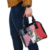 French American Heritage Month Shoulder Handbag Flag Style with USA Eagle and Eiffel Tower