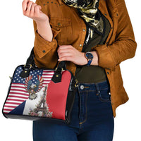French American Heritage Month Shoulder Handbag Flag Style with USA Eagle and Eiffel Tower