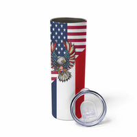 French American Heritage Month Skinny Tumbler Flag Style with USA Eagle and Eiffel Tower