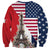 French American Heritage Month Sweatshirt Flag Style with USA Eagle and Eiffel Tower