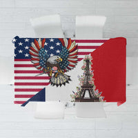French American Heritage Month Tablecloth Flag Style with USA Eagle and Eiffel Tower