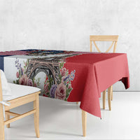 French American Heritage Month Tablecloth Flag Style with USA Eagle and Eiffel Tower