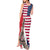 French American Heritage Month Tank Maxi Dress Flag Style with USA Eagle and Eiffel Tower