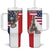 French American Heritage Month Tumbler With Handle Flag Style with USA Eagle and Eiffel Tower