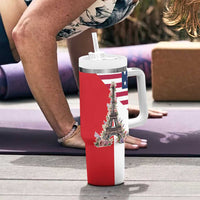 French American Heritage Month Tumbler With Handle Flag Style with USA Eagle and Eiffel Tower