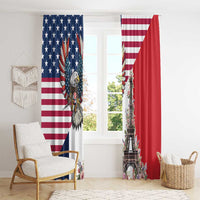 French American Heritage Month Window Curtain Flag Style with USA Eagle and Eiffel Tower