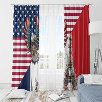 French American Heritage Month Window Curtain Flag Style with USA Eagle and Eiffel Tower