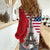 French American Heritage Month Women Casual Shirt Flag Style with USA Eagle and Eiffel Tower