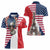 French American Heritage Month Women Polo Shirt Flag Style with USA Eagle and Eiffel Tower