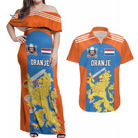 Netherlands Field Hockey Custom Couples Matching Off Shoulder Maxi Dress and Hawaiian Shirt Sporty Style