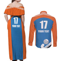 Netherlands Field Hockey Custom Couples Matching Off Shoulder Maxi Dress and Long Sleeve Button Shirt Sporty Style