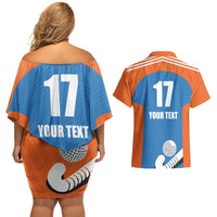Netherlands Field Hockey Custom Couples Matching Off Shoulder Short Dress and Hawaiian Shirt Sporty Style