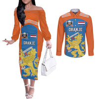 Netherlands Field Hockey Custom Couples Matching Off The Shoulder Long Sleeve Dress and Long Sleeve Button Shirt Sporty Style