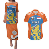 Netherlands Field Hockey Custom Couples Matching Puletasi and Hawaiian Shirt Sporty Style