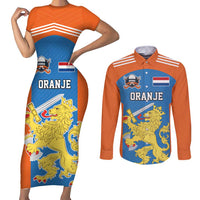 Netherlands Field Hockey Custom Couples Matching Short Sleeve Bodycon Dress and Long Sleeve Button Shirt Sporty Style
