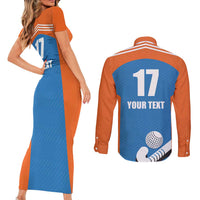 Netherlands Field Hockey Custom Couples Matching Short Sleeve Bodycon Dress and Long Sleeve Button Shirt Sporty Style