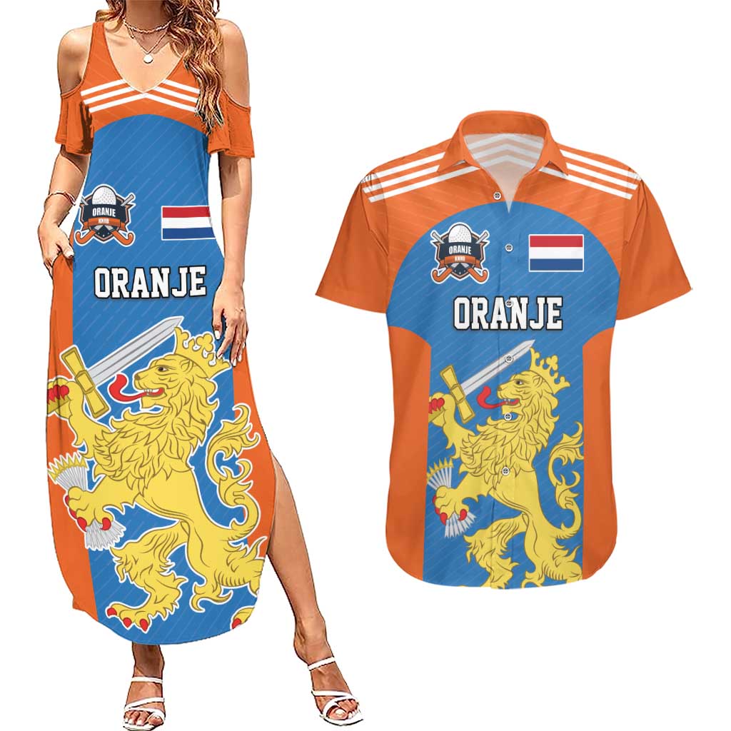 Netherlands Field Hockey Custom Couples Matching Summer Maxi Dress and Hawaiian Shirt Sporty Style