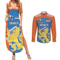 Netherlands Field Hockey Custom Couples Matching Summer Maxi Dress and Long Sleeve Button Shirt Sporty Style