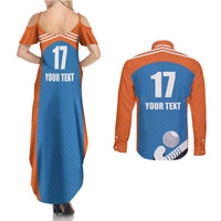 Netherlands Field Hockey Custom Couples Matching Summer Maxi Dress and Long Sleeve Button Shirt Sporty Style