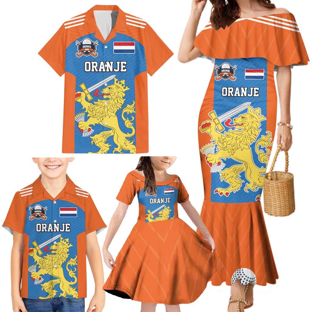 Netherlands Field Hockey Custom Family Matching Mermaid Dress and Hawaiian Shirt Sporty Style