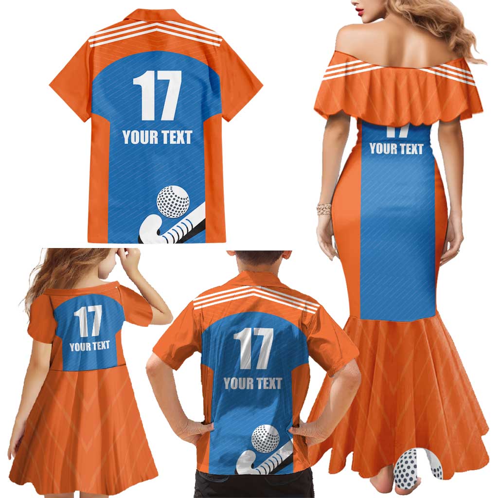 Netherlands Field Hockey Custom Family Matching Mermaid Dress and Hawaiian Shirt Sporty Style