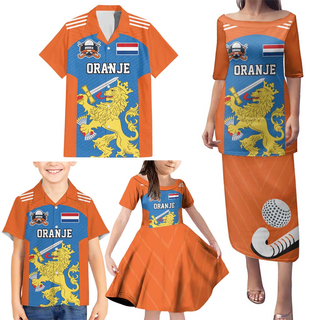 Netherlands Field Hockey Custom Family Matching Puletasi and Hawaiian Shirt Sporty Style
