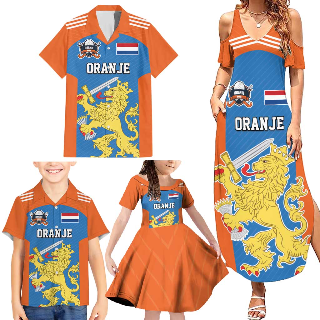 Netherlands Field Hockey Custom Family Matching Summer Maxi Dress and Hawaiian Shirt Sporty Style